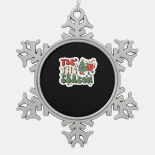 Het Is Seizoen Retro Grappige Luiaard Tin Sneeuwvlok Ornament