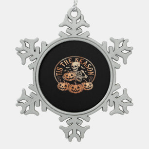 Het Is Seizoen Sneeuwscooter Rode Gestreepte Tin Sneeuwvlok Ornament
