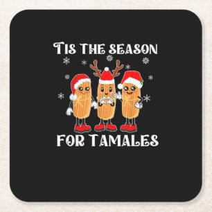 Het Is Seizoen Voor Tamales Mexicaans Kerst Modern Kartonnen Onderzetters