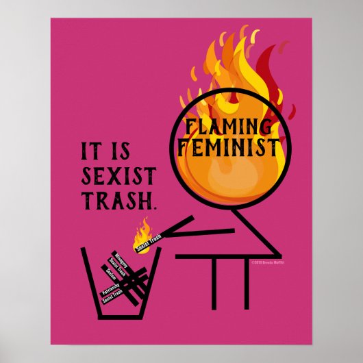 Het is seksistisch afval vlammend feministisch haa poster (Voorkant)