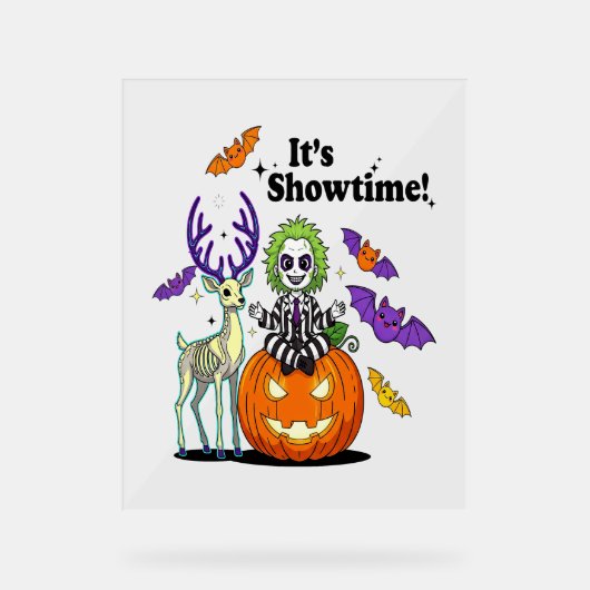 Het is Showtime Grappige Halloween Acryl Bord (Voorkant)