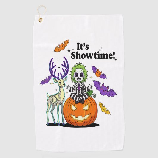 Het is Showtime Grappige Halloween Golfhanddoek (Voorkant)
