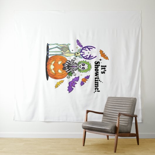 Het is Showtime Grappige Halloween Wandkleed (In Situ (horizontaal))