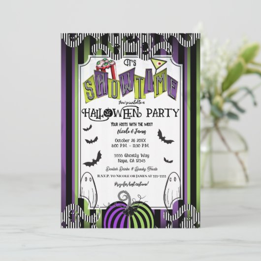 Het is Showtime Halloween Film Kostuum Feest Kaart (Staand voorkant)