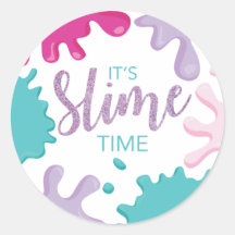 Het is slijm Tijd Verjaardag Roze slijm Stickers