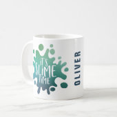 "Het is slijmtijd regenboog spat Koffiemok (Voorkant links)