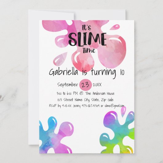 Het is Slime Time Birthday Party Invitation Kaart (Voorkant)