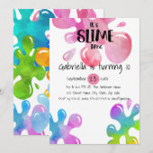 Het is Slime Time Birthday Party Invitation Kaart (Voorkant / Achterkant)