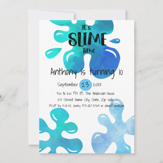 Het is Slime Time Birthday Party Invitation Kaart (Voorkant)