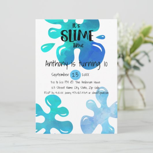 Het is Slime Time Birthday Party Invitation Kaart (Staand voorkant)