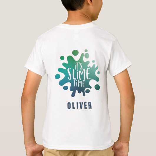 Het is slimetijd, slijm die shirt regenboog maakt (Achterkant)