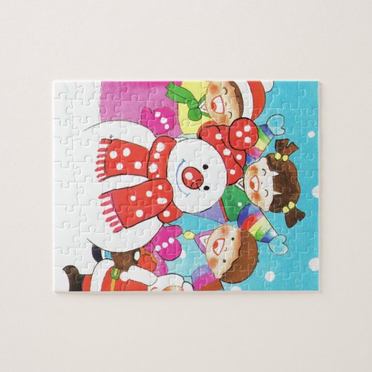 Het is sneeuwtijd. Vrolijk kerstfeest, Kinderen in Legpuzzel (Horizontaal)