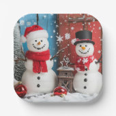 Het is Snowman Party Time Square Paper Borden Papieren Bordje (Voorkant)