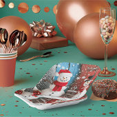 Het is Snowman Party Time Square Paper Borden Papieren Bordje