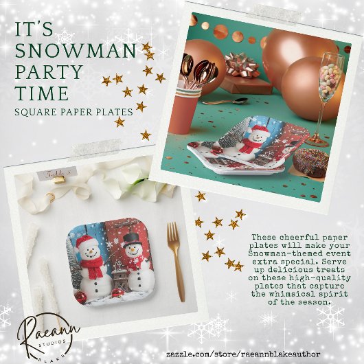 Het is Snowman Party Time Square Paper Borden Papieren Bordje