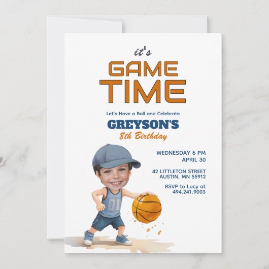 Het is speeltijd elke leeftijd verjaardag foto uit kaart (Voorkant)