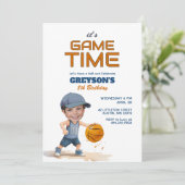 Het is speeltijd elke leeftijd verjaardag foto uit kaart (Staand voorkant)