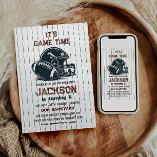 Het is speeltijd! Kick off football verjaardag kin Kaart