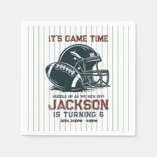 Het is speeltijd! Kick off football verjaardag kin Servet (Voorkant)