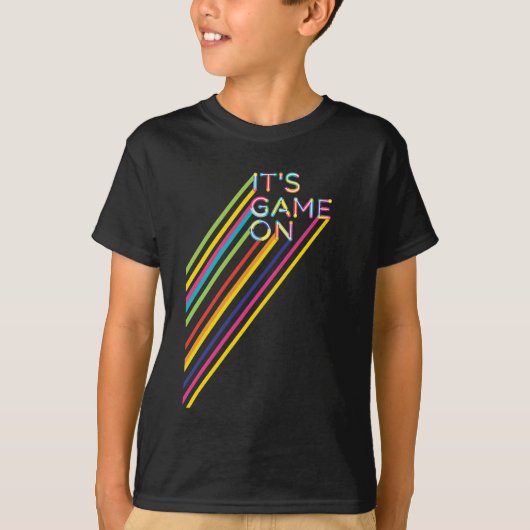 Het is spel op het kleurrijke Neon Laser Label Tea T-shirt (Voorkant)
