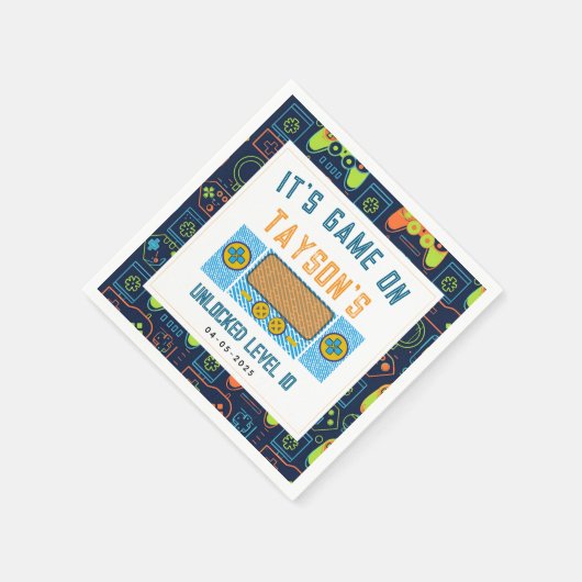 Het is spel op servetten - videogame verjaardagsfe (Hoek)