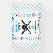 Het is spelletjes tijd honkbal 1e verjaardag – Leu Spandoek (Verticaal)