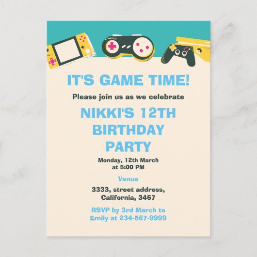 Het is spelletjestijd Kids Persoonlijke Gaming Ver Briefkaart (Voorkant)