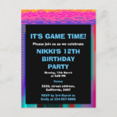 Het is spelletjestijd Kinderen Geblokte verjaardag Briefkaart (Voorkant)