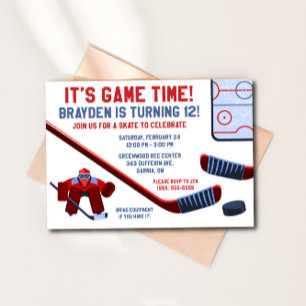 Het is Speltijd! Ice Hockey Birthday Party Kaart