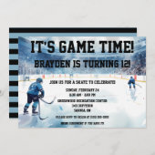 Het is Speltijd! Ice Hockey Birthday Party Kaart (Voorkant / Achterkant)