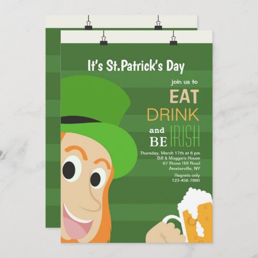Het is St. Patrick's Day Invitation Kaart (Voorkant / Achterkant)