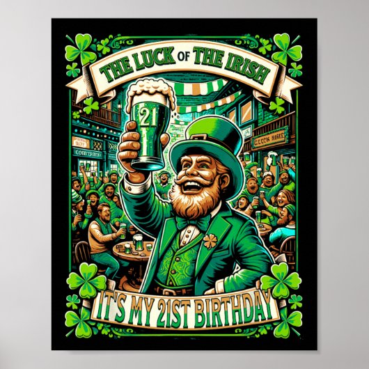 Het is St. Patrick's Day Mijn 21e Verjaardag Gefel Poster (Voorkant)