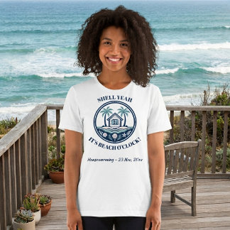 Het is strand O Clock Tropische bomen Blauwe oceaa Tri-Blend Shirt