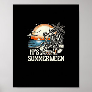 Het is Summerween Skelet Zonsondergang Vakantie Poster