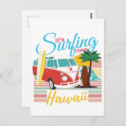 Het is Surftijd Hawaii - Summer Beach Vibes Briefkaart (Voorkant / Achterkant)