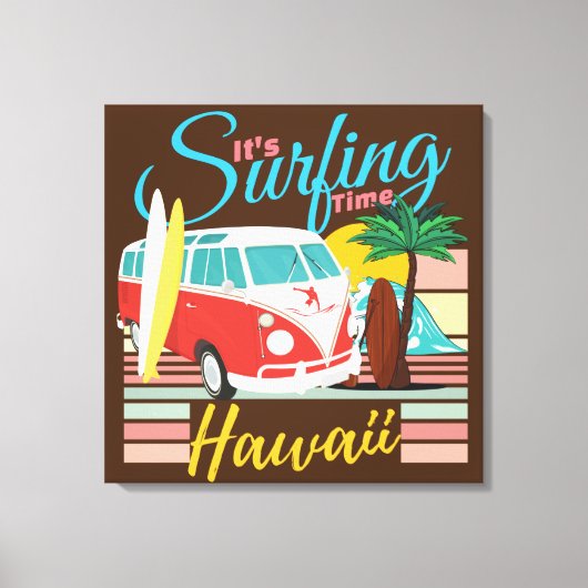 Het is Surftijd Hawaii - Summer Beach Vibes Canvas Afdruk (Voorkant)