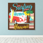 Het is Surftijd Hawaii - Summer Beach Vibes Canvas Afdruk (Insitu (Houten vloer))
