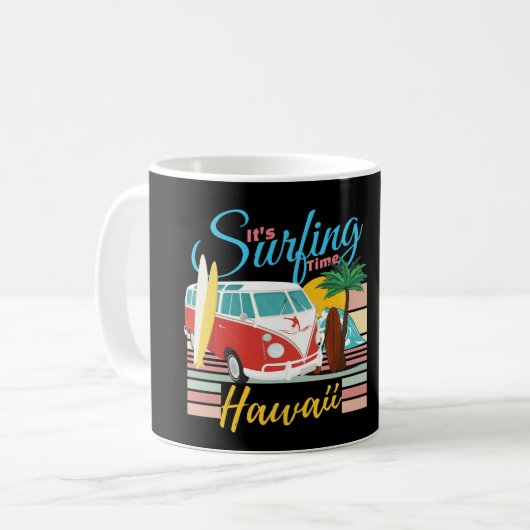 Het is Surftijd Hawaii - Summer Beach Vibes Koffiemok (Voorkant links)