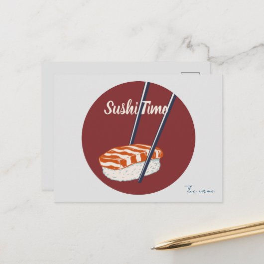 Het is sushi tijd, sushi briefkaart (Voorkant / Achterkant in situ)