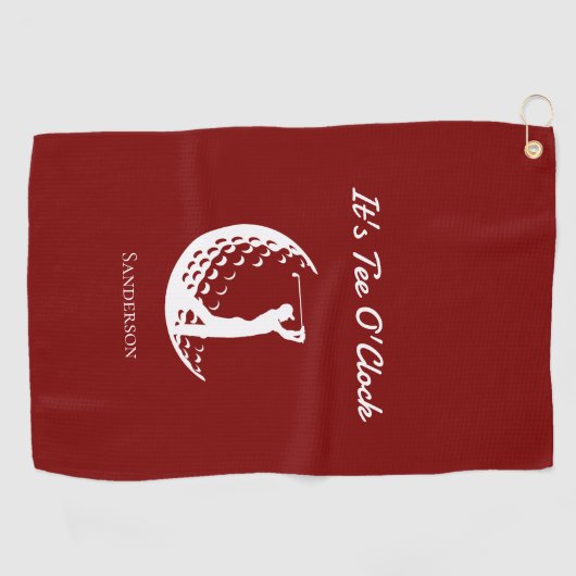 Het is T-shirt O'Clock Red Golfhanddoek (Horizontaal)