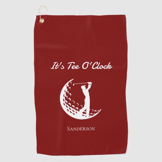 Het is T-shirt O'Clock Red Golfhanddoek (Voorkant)