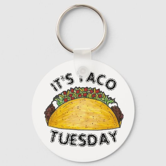 Het is Taco Dinsdag Mexican Food Hard Shell Tacos Sleutelhanger (Voorkant)