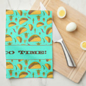 Het is Taco Time Cool Mexicaans Eten Patroon Blauw Theedoek (Quarter Fold)