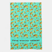 Het is Taco Time Cool Mexicaans Eten Patroon Blauw Theedoek (Verticaal)
