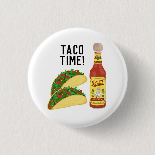 Het is TACO-TIME leuke taco's, hotsauce-illustrati Ronde Button 3,2 Cm (Voorkant)