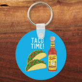 Het is TACO-TIME leuke taco's, hotsauce-illustrati Sleutelhanger (Voorkant)