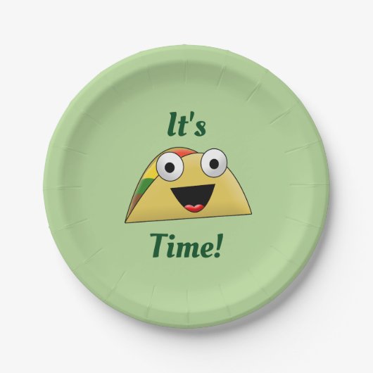 Het is Taco Time Papieren Bordje (Voorkant)
