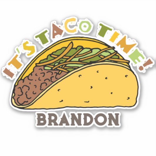Het is Taco Time Taco verjaardagsfeestje gunst Sticker (Voorkant)