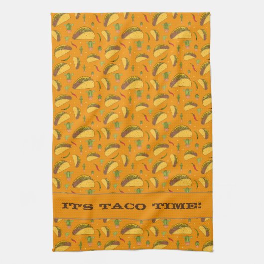 Het is Taco Time Tex Mex Mexican Food Pattern Sina Theedoek (Verticaal)
