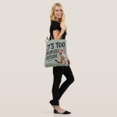 "Het is te druk buiten" Grappige Introvert Kat Tote Bag (Op model)